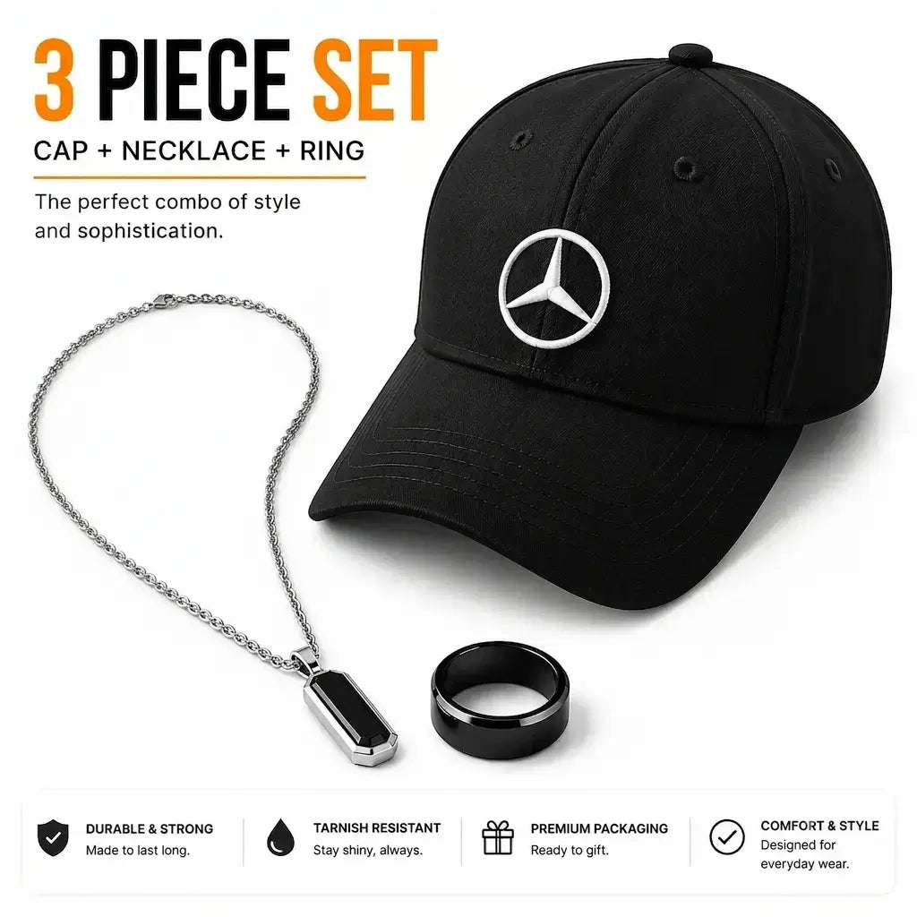 PACK OF 3 ( MERCEDES CAP + CHAIN + RING )